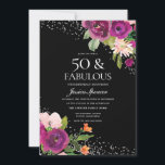 Invitación Flores rosadas Black Back 50 cumpleaños fiesta<br><div class="desc">Flores rosadas Black Back 50th Birthday Party Invitation Ver colección de coincidencias en Nest Store y Nest</div>