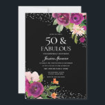 Invitación Flores rosadas Black Back 50 cumpleaños fiesta<br><div class="desc">Flores rosadas Black Back 50th Birthday Party Invitation Ver colección de coincidencias en Nest Store y Nest</div>