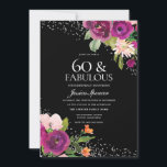 Invitación Flores rosadas Black Back 60th Birthday Party<br><div class="desc">Flores rosadas Black Back 60th Birthday Party Invitation Véase colección de coincidencias en Nest Store y Nest</div>