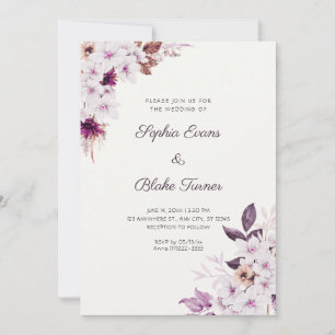 Invitación Flores rosadas blancas rústicas Boho Boda de blanc