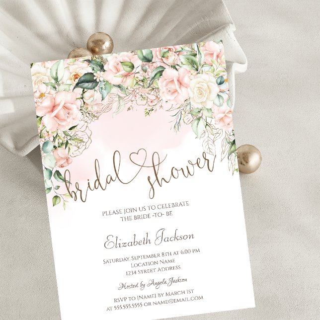 Invitación Flores Rosadas Chic para Despedida de Soltera  (Subido por el creador)