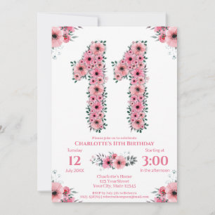 Invitación Flores rosadas Chicas del Gran Foliage Verde que c