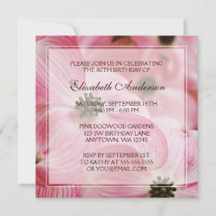 Invitación Flores rosadas de dogwood celebran el 80 aniversar