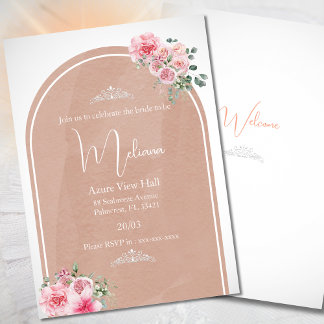 Invitación Flores rosadas de durmiente de durmiente corona du
