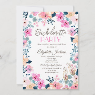 Invitación Flores Rosadas de Jardín Chic Despedida de Soltera