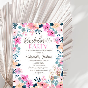 Invitación Flores Rosadas de Jardín Chic Despedida de Soltera