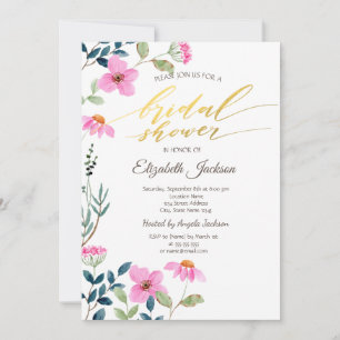 Invitación Flores Rosadas de Jardín Lluviade Regalos Nupciale