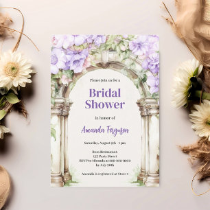 Invitación Flores rosadas de lavanda arco beige Bridal Shower