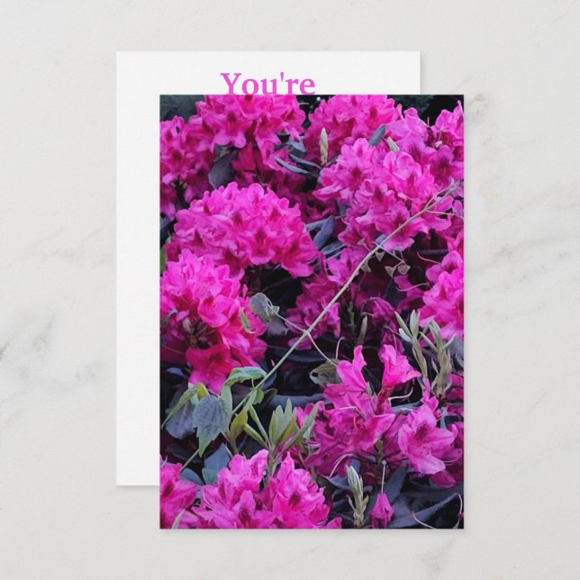 Invitación Flores rosadas de rododendros (Anverso / Reverso)