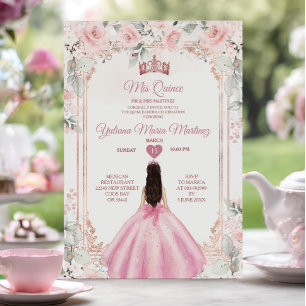 Invitación Flores rosadas de Rubor y malogrado de la corona d