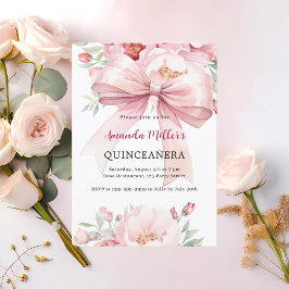Invitación Flores rosadas de vaca Quinceanera