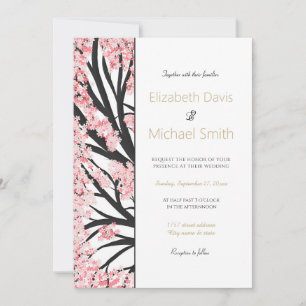 Invitación Flores rosadas del árbol de flores de cerezo