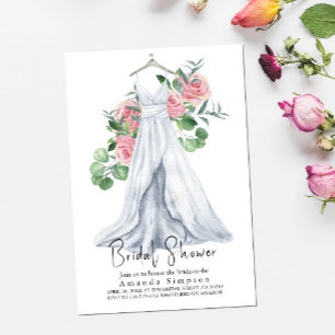 Invitación Flores rosadas elegantes y ducha de bebé para la n