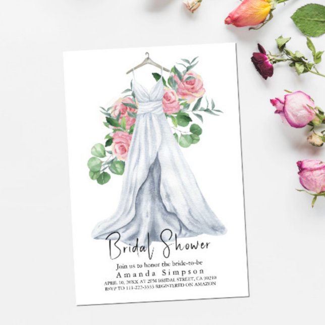 Invitación Flores rosadas elegantes y ducha de bebé para la n (Subido por el creador)