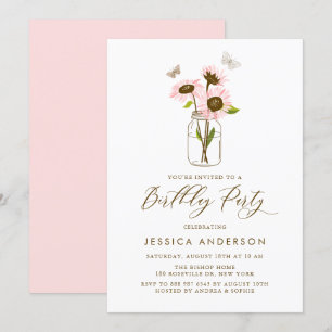 Invitación Flores rosadas en la fiesta de cumpleaños de Mason