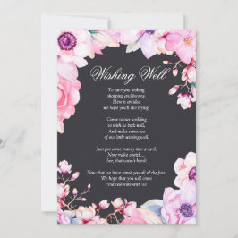 Invitación Flores rosadas en un pozo de los deseos negro