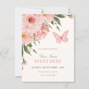 Invitación Flores rosadas florecen 