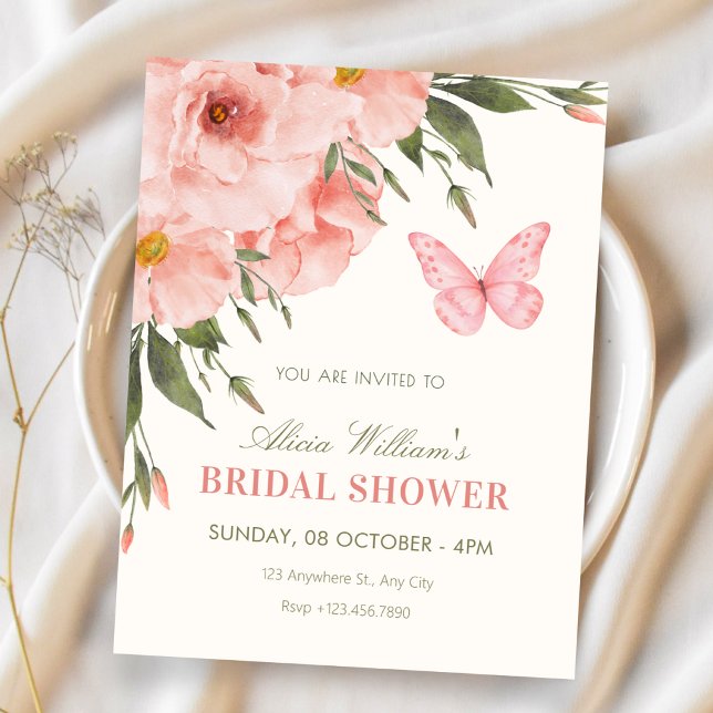 Invitación Flores rosadas florecen cumpleaños (Subido por el creador)