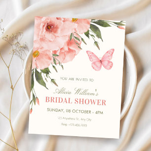 Invitación Flores rosadas florecen en la ducha de la novia