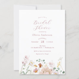 Invitación Flores rosadas florecientes duchas de novias