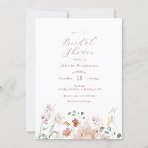 Invitación Flores rosadas florecientes duchas de novias