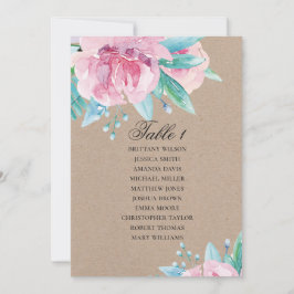 Invitación Flores rosadas. Gráfico de asientos de boda floral