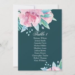 Invitación Flores rosadas. Gráfico de asientos de boda floral
