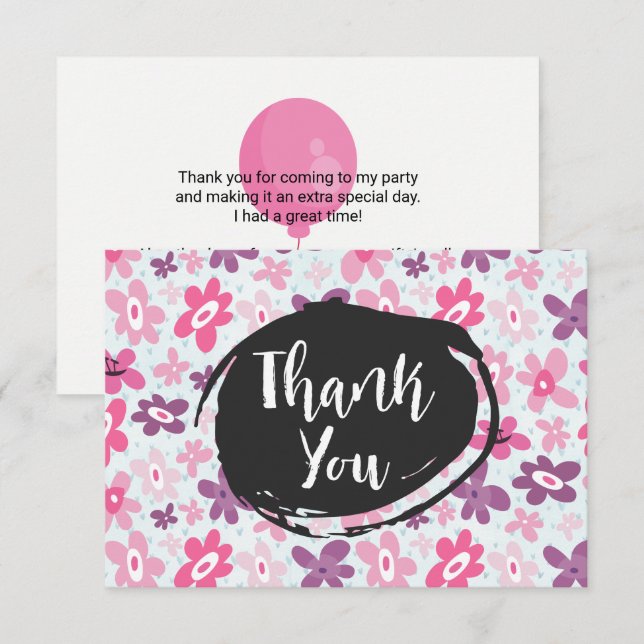 Invitación Flores rosadas lindo Fiesta de patrones singulares (Anverso / Reverso)