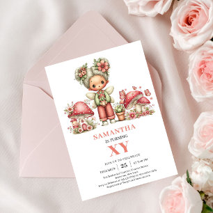 Invitación Flores Rosadas para el 4to Cumpleaños d
