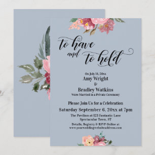 Invitación Flores rosadas para tener y mantener Azul polvorie