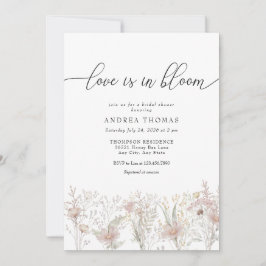 Invitación Flores rosadas polvorientas | Ducha acuarela