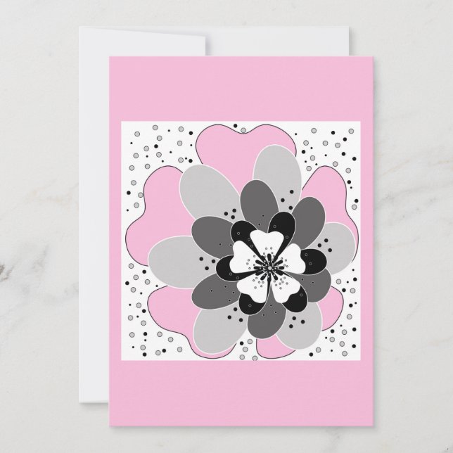 Invitación Flores rosadas primavera verano (Anverso)