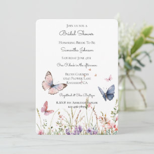 Invitación Flores Rosadas Purpura Rojas Mariposas Despedida d