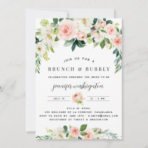 Invitación Flores rosadas Rubor Florals Boho Bridal Shower