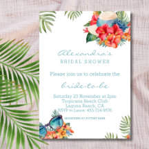 Flores rosadas tropicales Beach Bridal Shower
