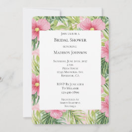 Invitación Flores rosadas tropicales ducha de novia