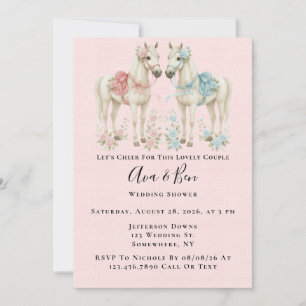 Invitación Flores rosadas y azules pasteles ducha de bodas