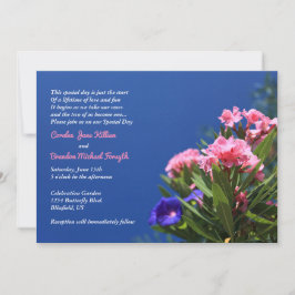 Invitación Flores rosadas y púrpuras en boda campestre de azu