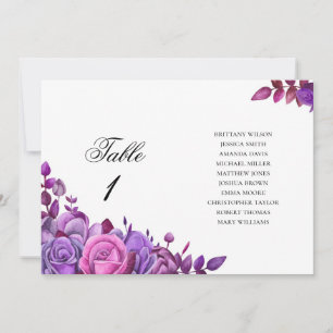 Invitación Flores rosadas y púrpuras. Gráfico de asientos de 