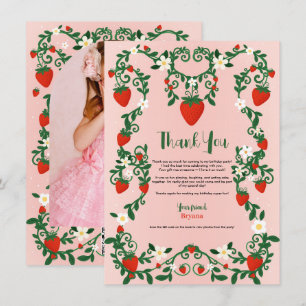 Invitación Flores rosadas y rojas Viñas de fresa lindas Graci