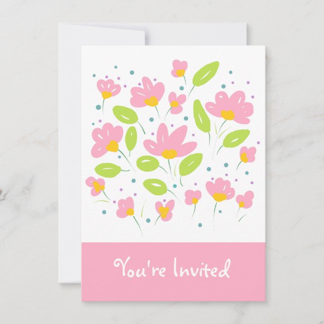 Invitación Flores rosas (Anverso)