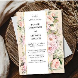 Invitación Flores rosas boda acuarela