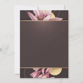 Invitación Flores rosas con banner marrón