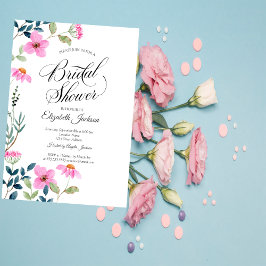 Invitación Flores rosas de jardín ducha de novia