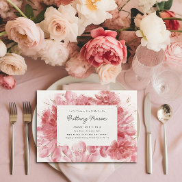 Invitación Flores rosas, ducha de novias