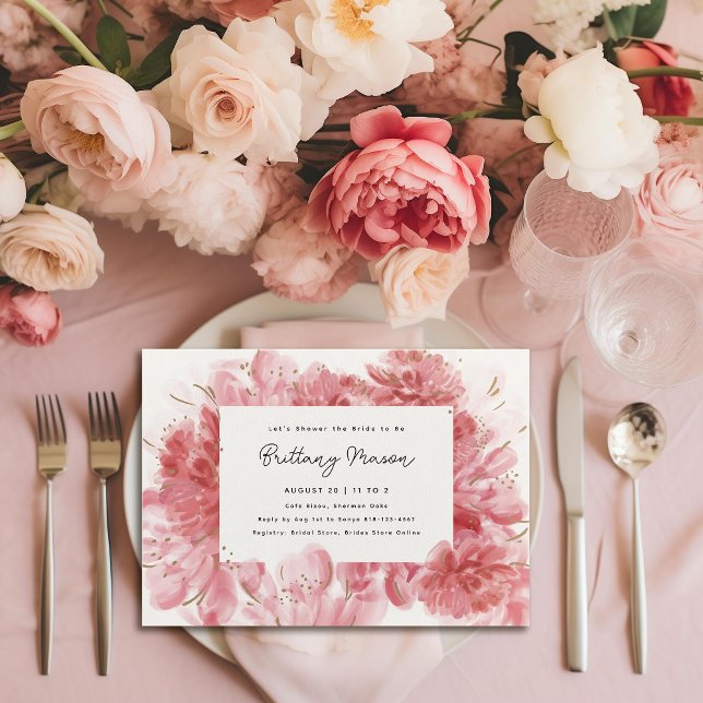 Invitación Flores rosas, ducha de novias (Subido por el creador)