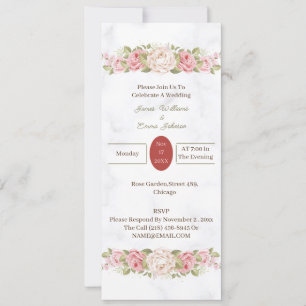 Invitación Flores Rosas elegantes personalizadas