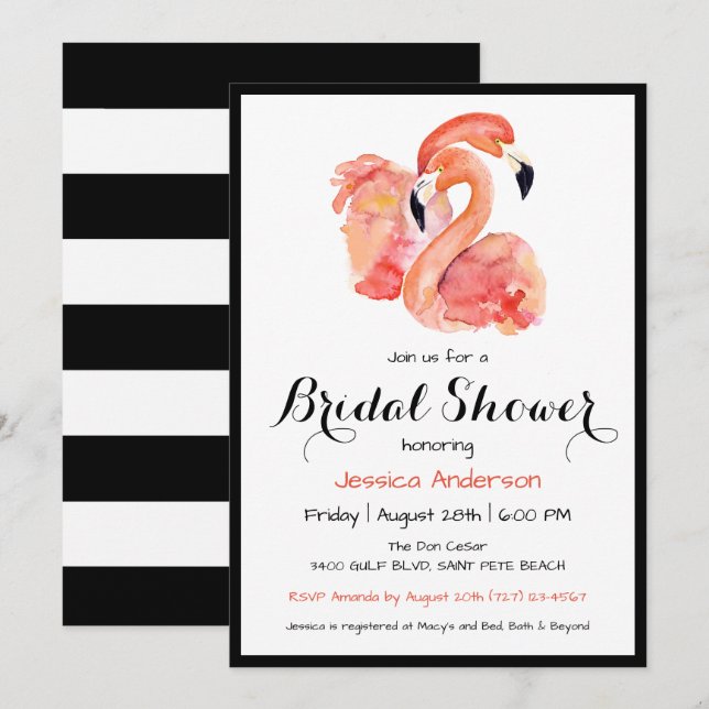 Invitación Flores rosas estilo retro ducha de novias (Anverso / Reverso)