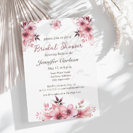Invitación Flores rosas finas ducha de novia elegante