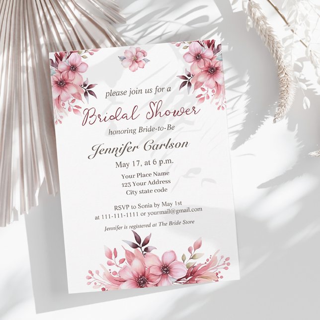 Invitación Flores rosas finas ducha de novia elegante (Subido por el creador)